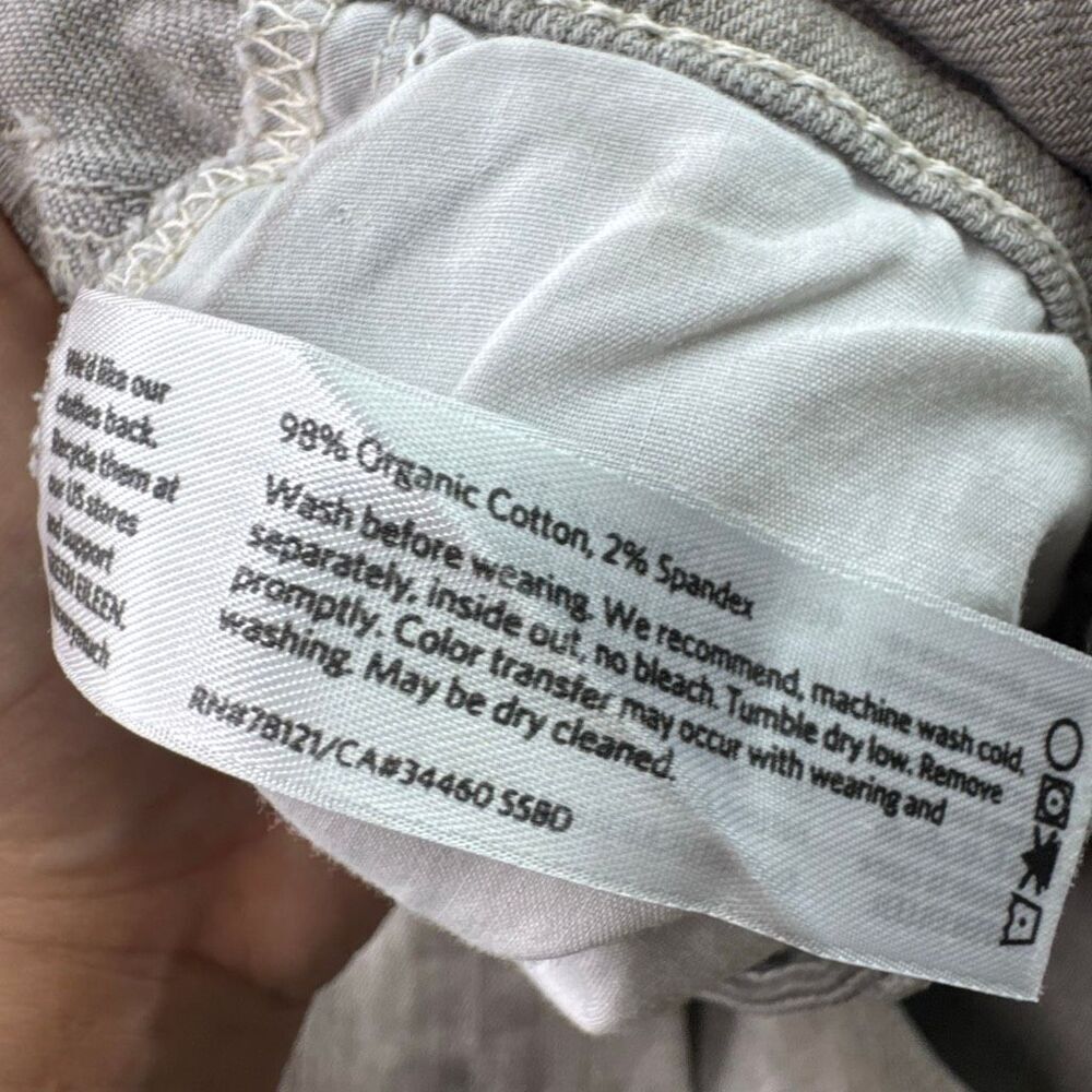 Eileen Fisher Organic Cotton Jeans Size 8 Stretch Straight Leg Washed Light Gray - Picture 7 of 11